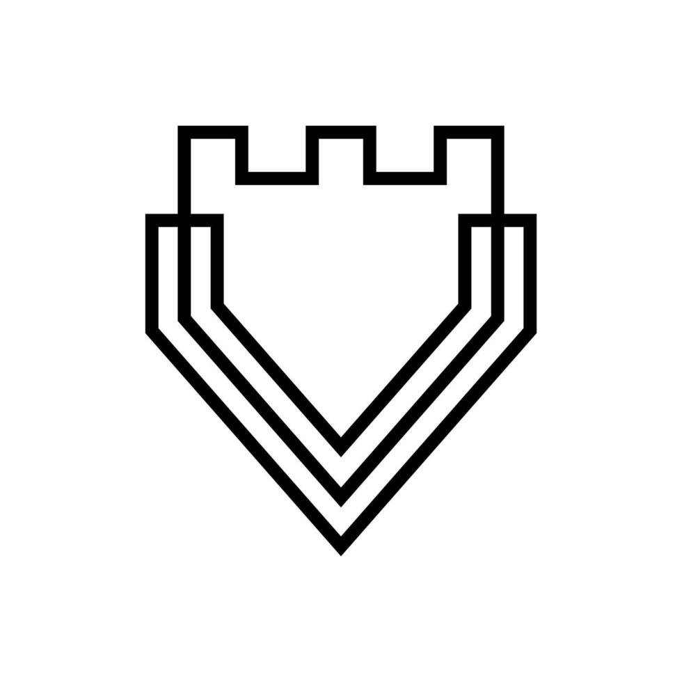 v castelo monoline logotipo modelos vetor