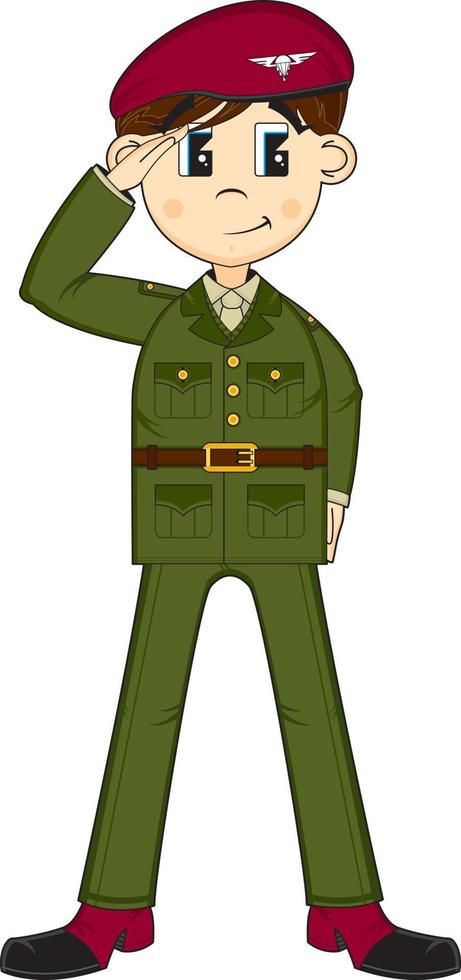 desenho animado saudando exército soldado militares história ilustração vetor