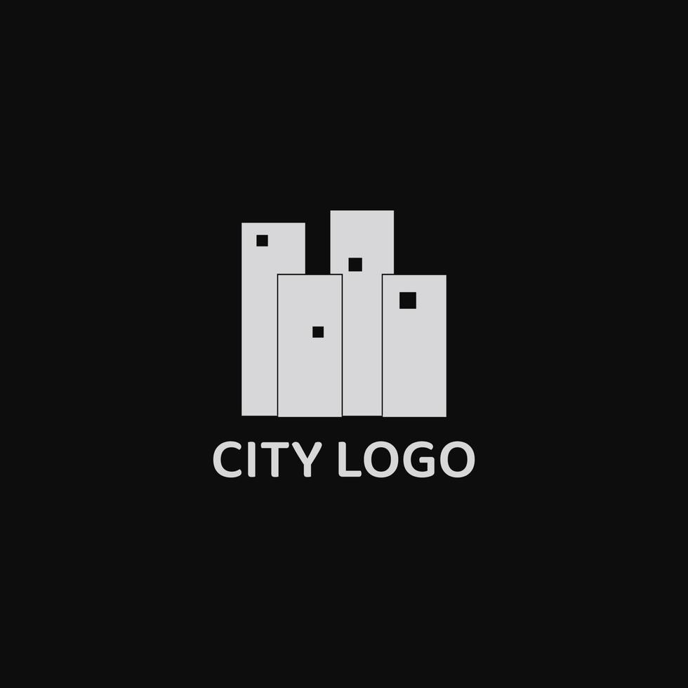 cidade logotipo com edifícios dentro retangular forma. vetor