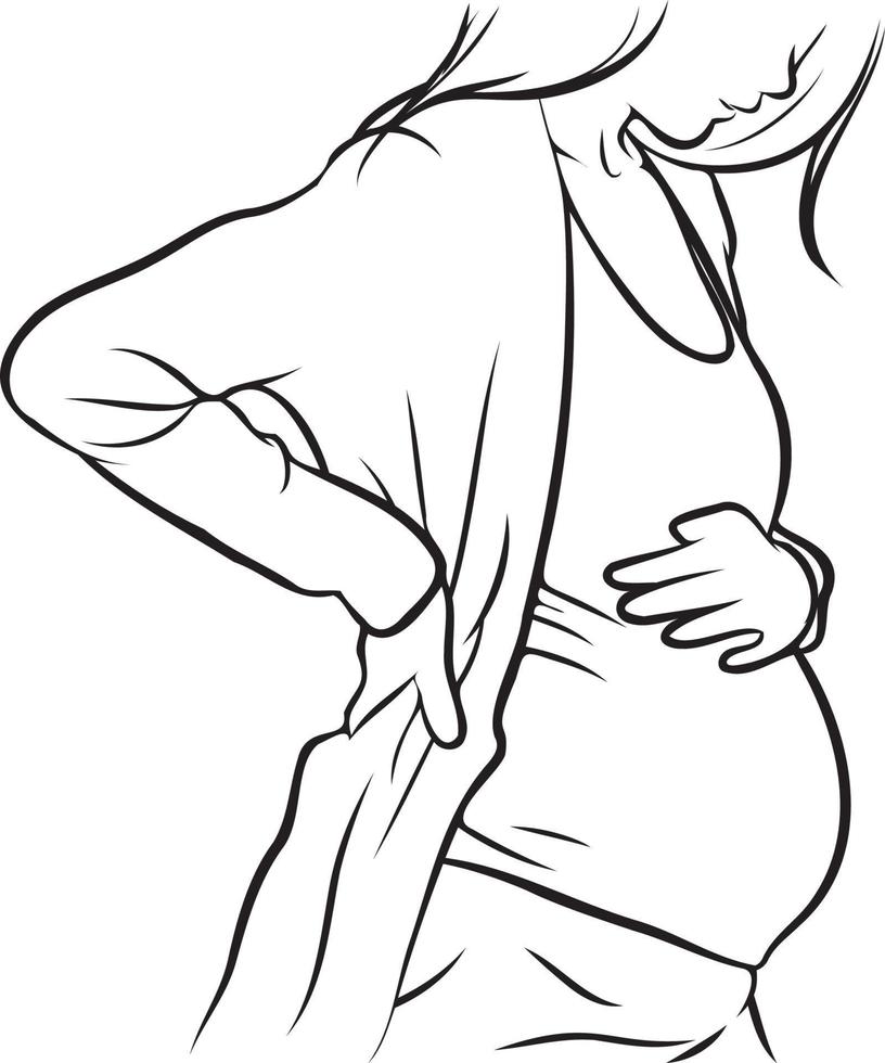 grávida mulher linha desenho. vetor