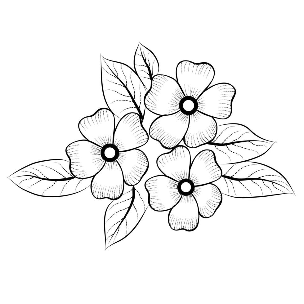 livre vetor linha arte e mão desenhando flor arte Preto e branco plano Projeto simples flor