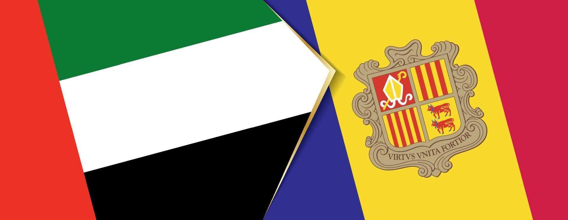 Unidos árabe Emirados e andorra bandeiras, dois vetor bandeiras.