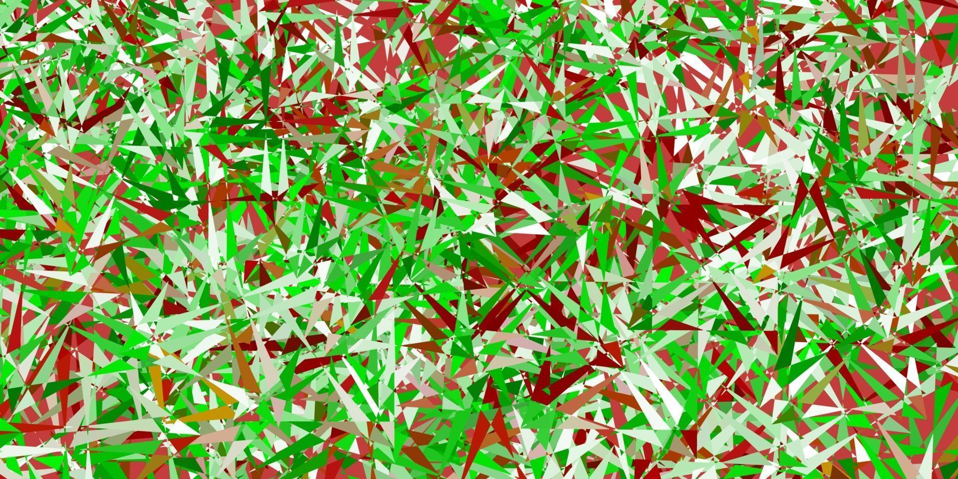 padrão de vetor verde e vermelho claro com formas poligonais.