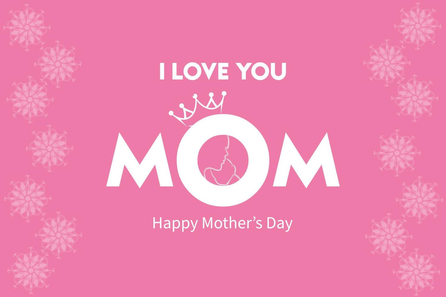 Eu amor você mãe . feliz mãe dia cumprimento cartão com flores e tipografia carta em Rosa fundo. vetor