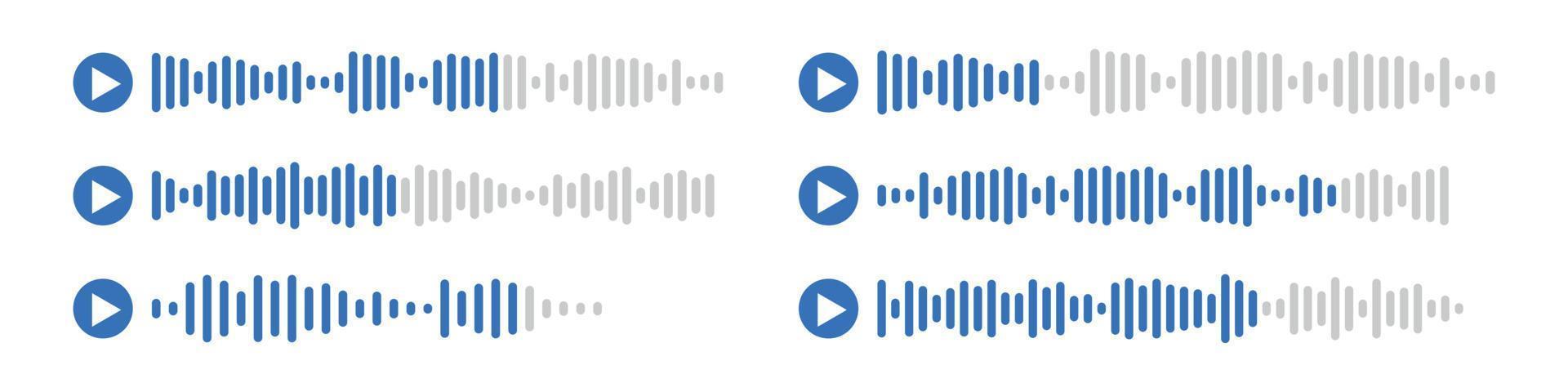 som ondas mensagem definir. voz audio mensagens coleção. espectro ruído gráfico. vetor isolado ilustração