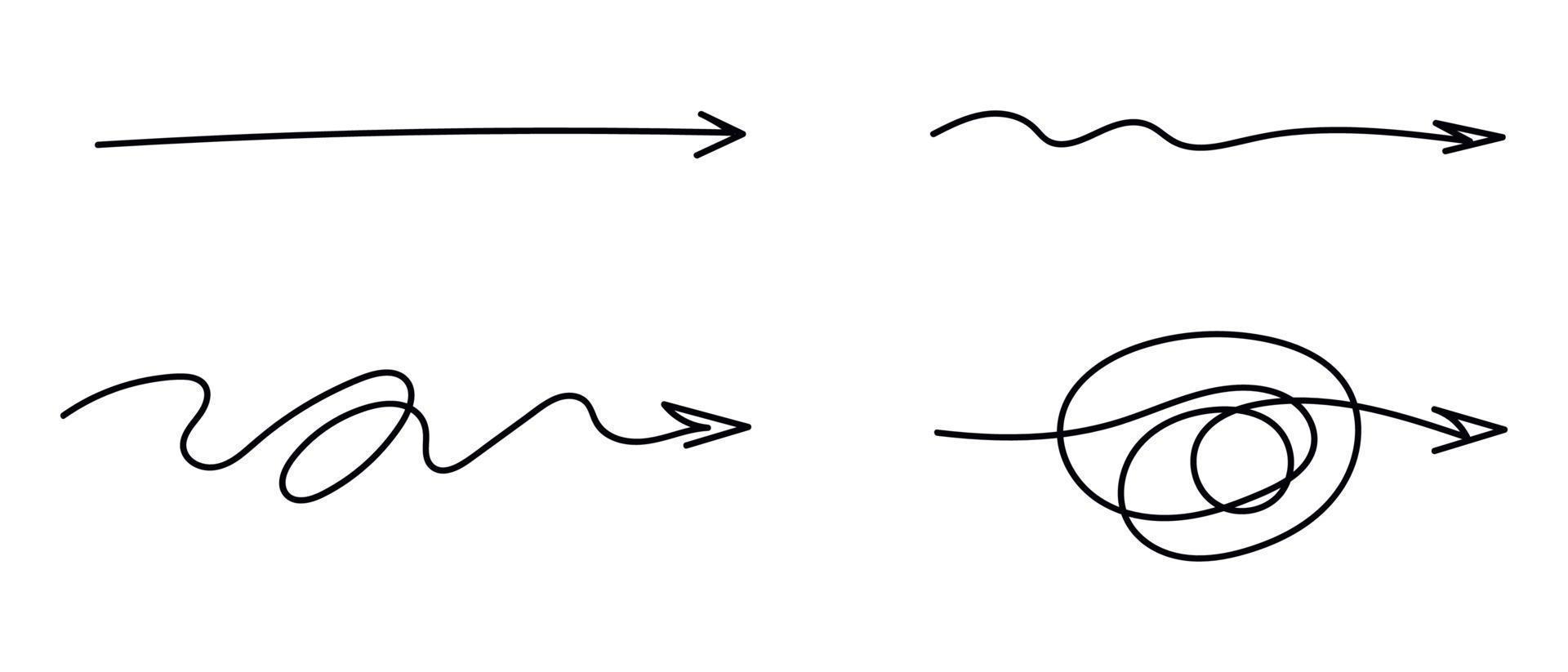 seta confuso linha. bagunçado rabisco rabisco ícone. complexo e simples caminho. caos linha nó . vetor isolado ilustração