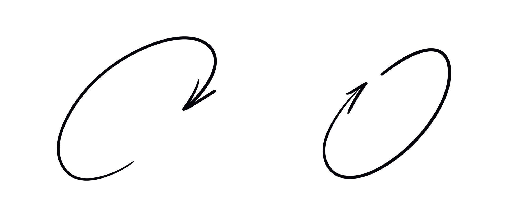 circular Preto Setas; flechas definir. mão desenhado volta elementos coleção. vetor isolado ilustração