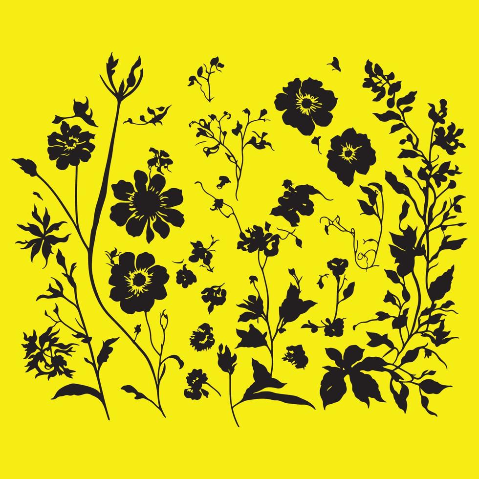 abstrato lindo flores silhueta, floral silhueta vetor, botânico silhueta vetor