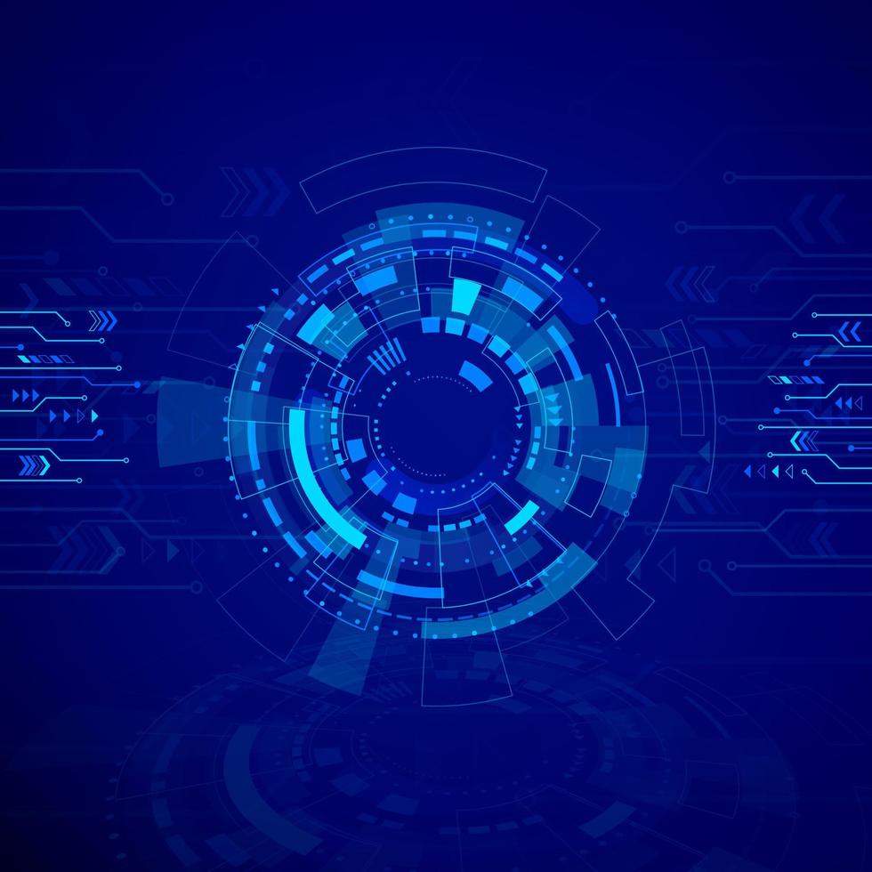 círculo azul abstrato tecnologia fundo. sci fi ciberespaço pano de fundo. futuro inovação conceito. vetor ilustração