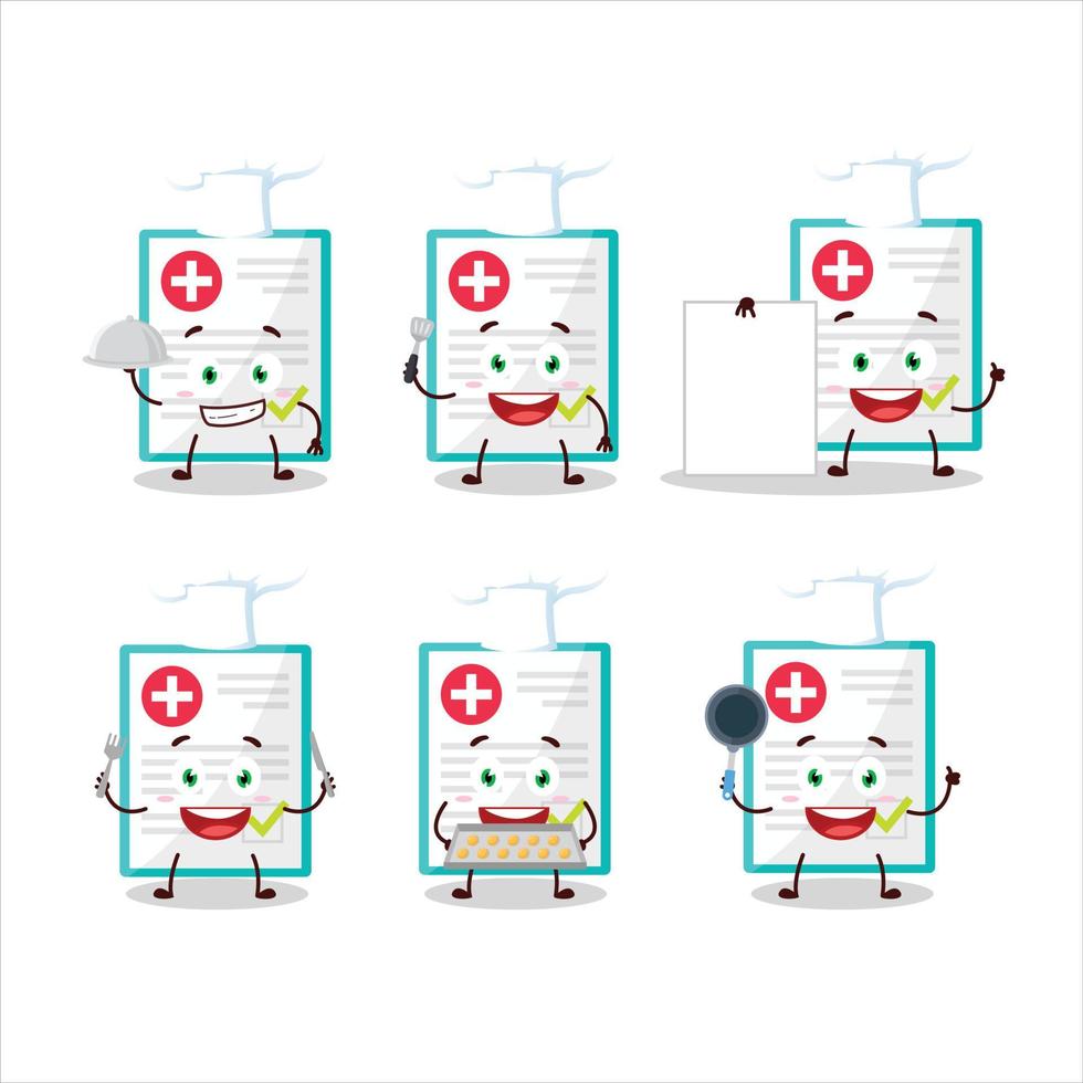 desenho animado personagem do médico Forma de pagamento com vários chefe de cozinha emoticons vetor