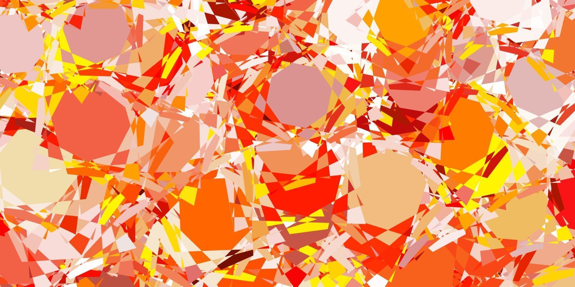 textura vector laranja claro com triângulos aleatórios.
