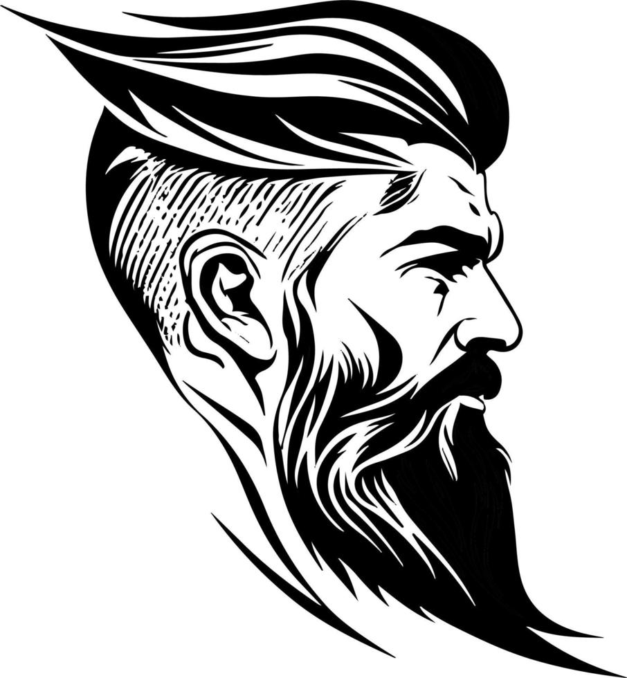 Preto e branco barbudo homem vetor logotipo gráfico ilustração