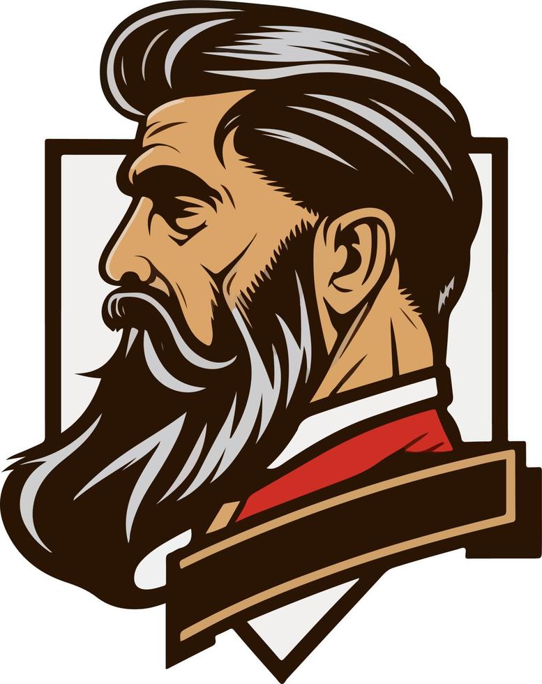 retro vetor logotipo barbudo homem gráfico ilustração