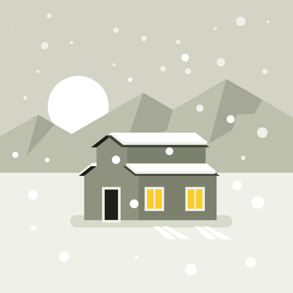 vetor imagem do uma solitário casa durante queda de neve