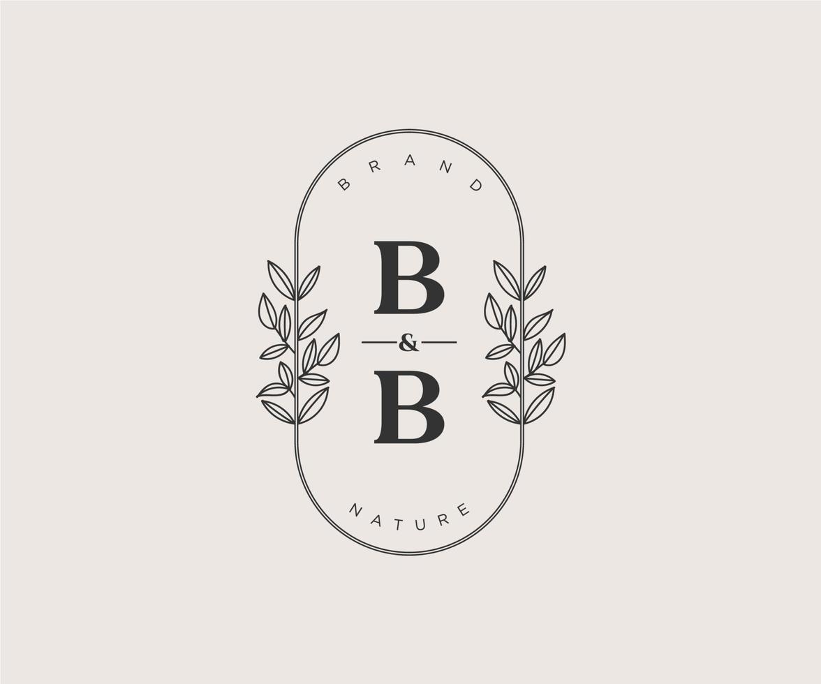 inicial bb cartas lindo floral feminino editável premade monoline logotipo adequado para spa salão pele cabelo beleza boutique e Cosmético empresa. vetor