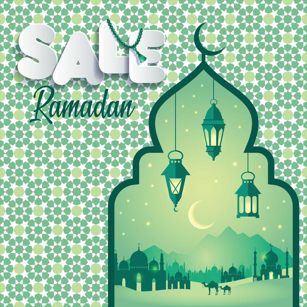 ilustração vetorial venda ramadan. banner, desconto, etiqueta, venda, cartão de felicitações, de Ramadan Kareem vetor