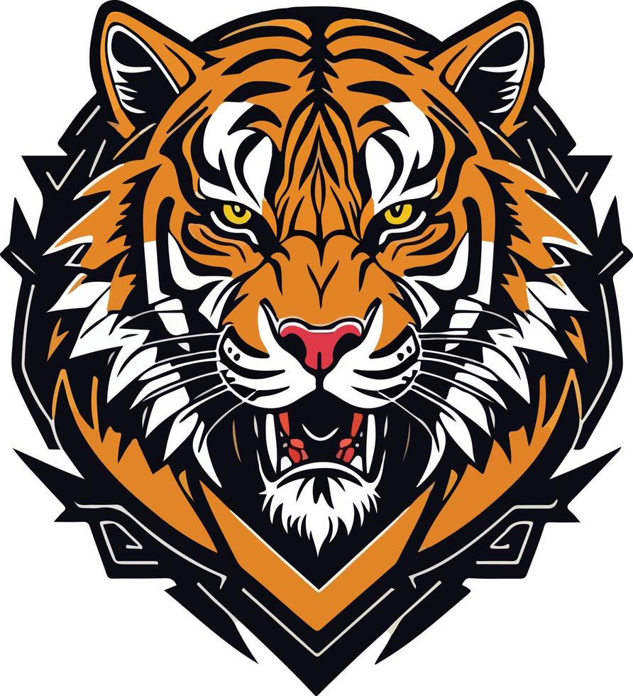 agressivo Bengala tigre emblema vetor
