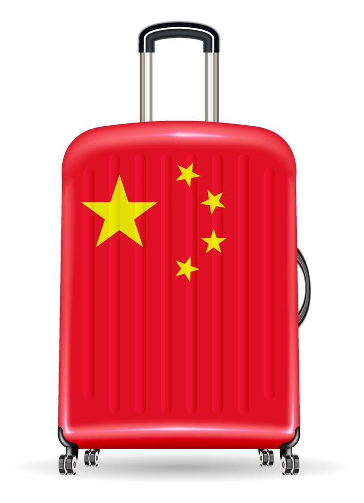 bandeira da china em uma mala de viagem de bagagem vetor