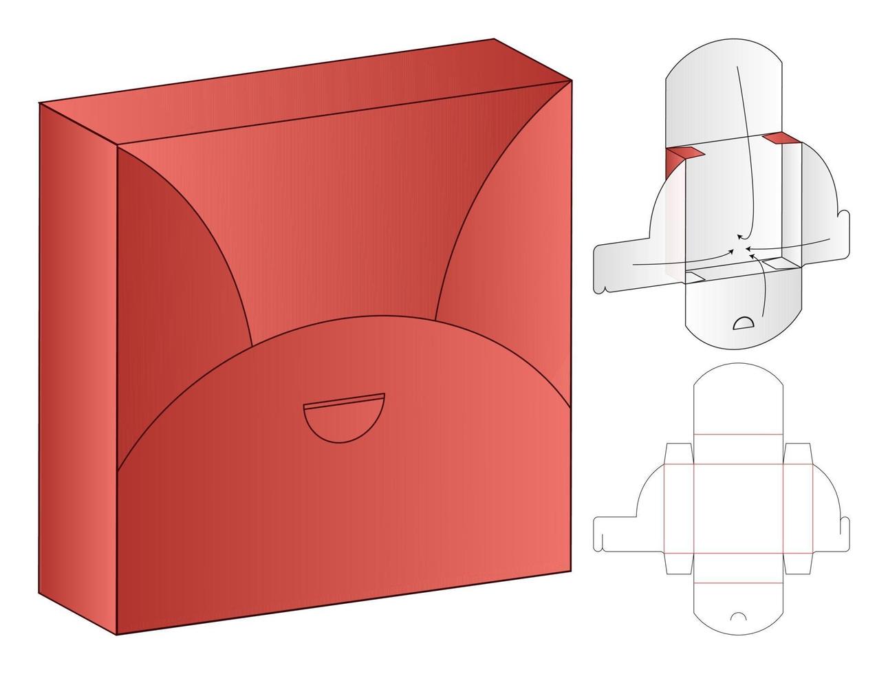 design de modelo cortado de embalagem de caixa. Maquete 3D vetor