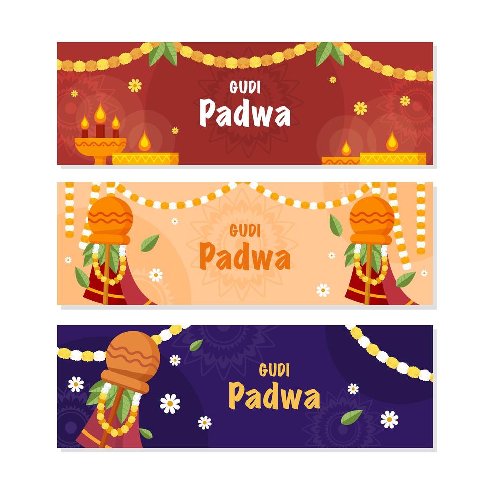 coleção de banner gudi padwa vetor