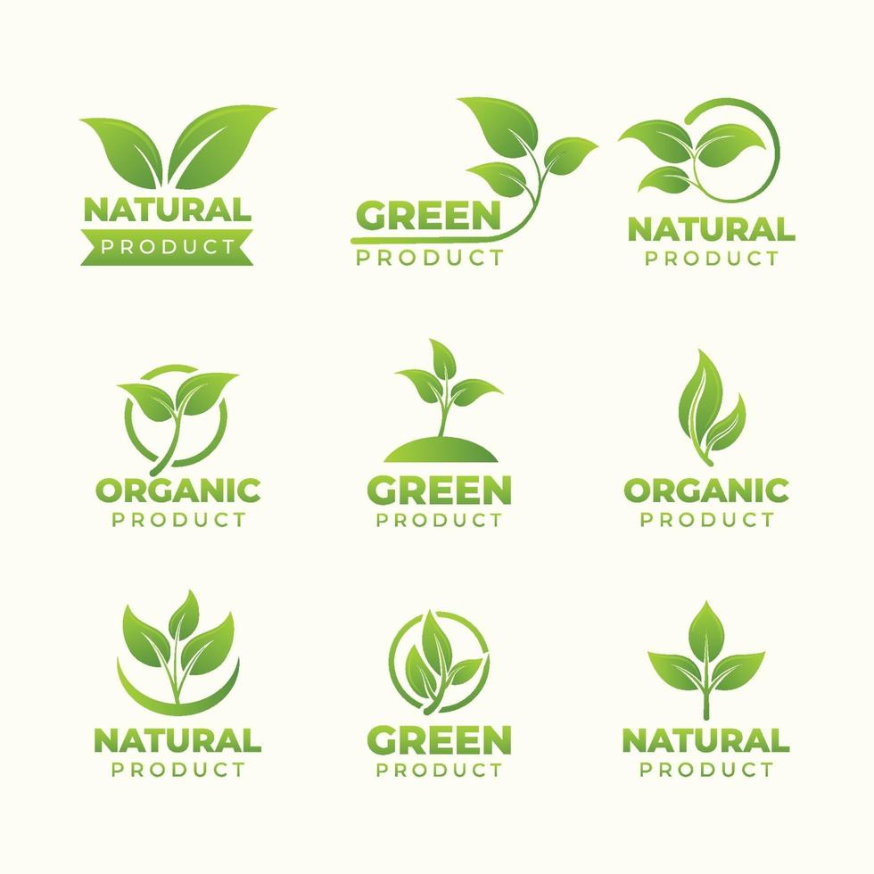 conjunto de produtos de logotipo natural vetor