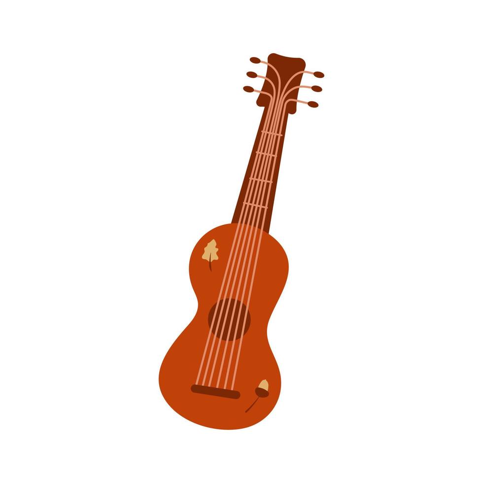 acústico guitarra. pequeno de madeira ukulele. desenho animado vetor