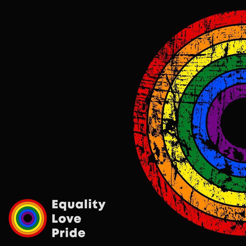 igualdade amor orgulho lgbt slogan. pôster colorido com textura grunge. ilustração vetorial vetor