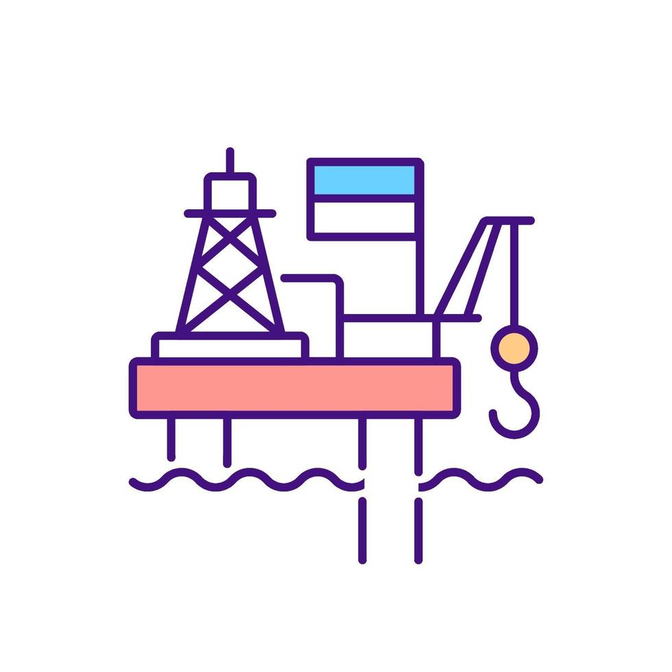 ícone de cor rgb de plataforma offshore vetor