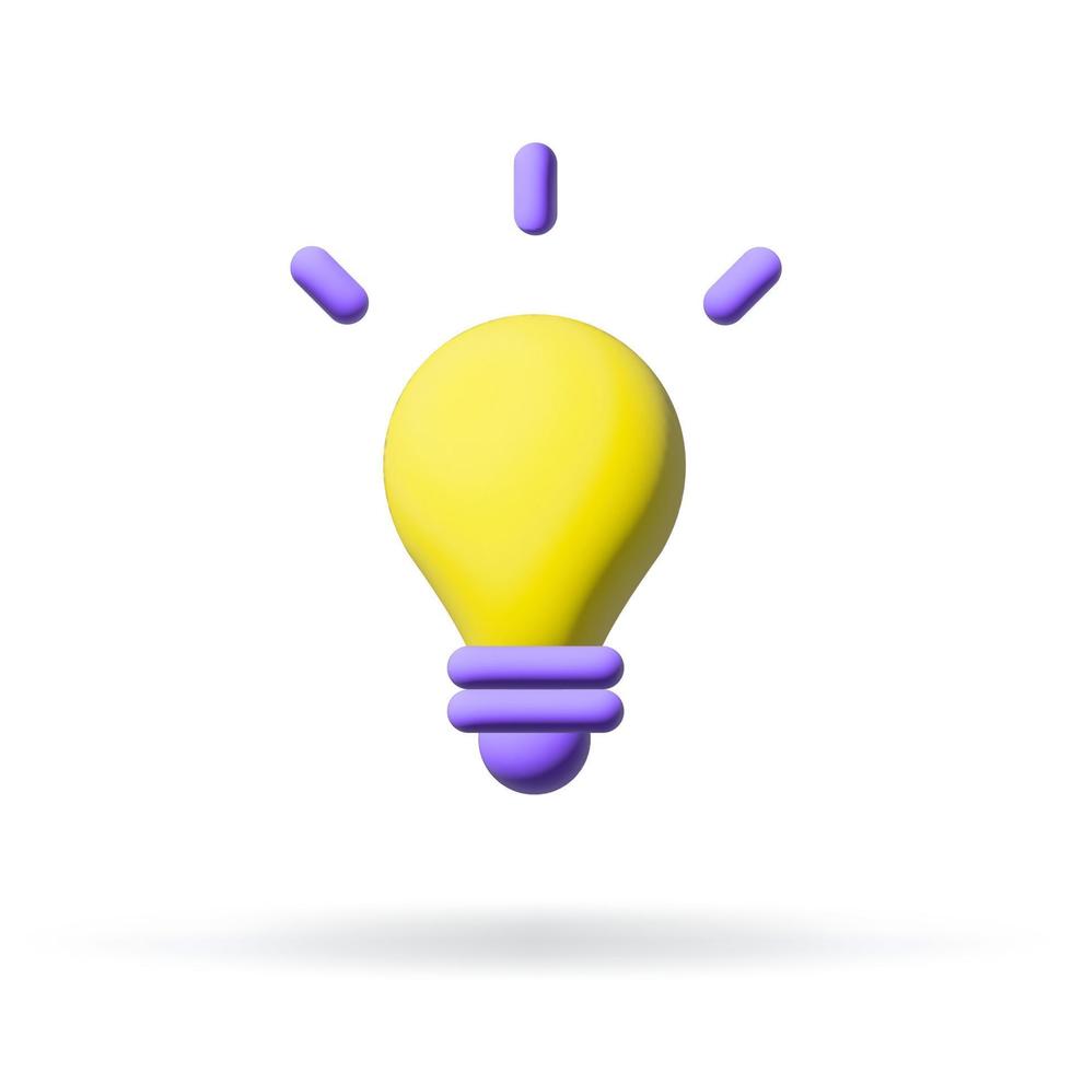 ícone de ideia 3d. ícone de lâmpada. ícone de negócios. vetor