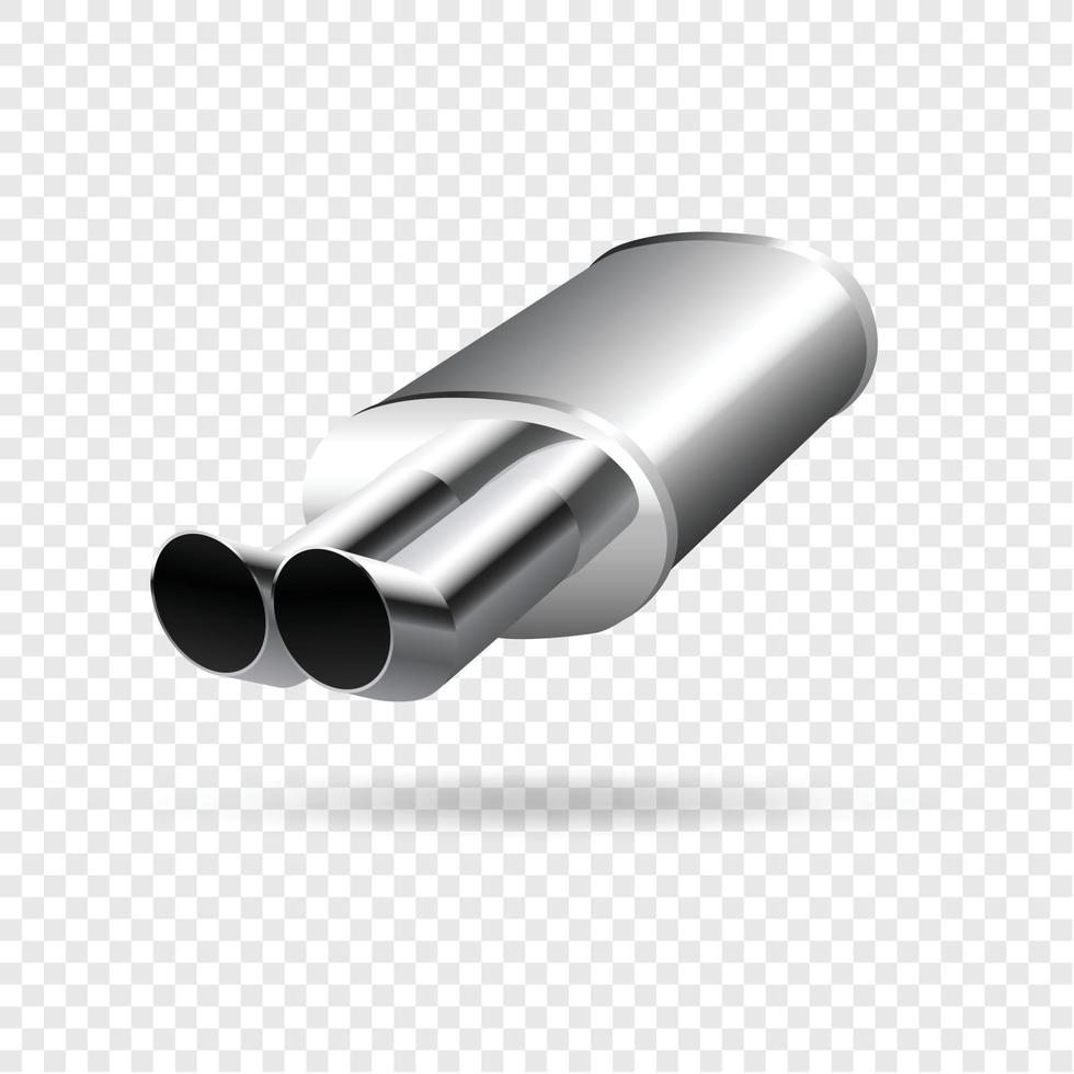 ilustração vetorial, silenciador do tubo de escape do carro, ícone 3d realista do volante vetor