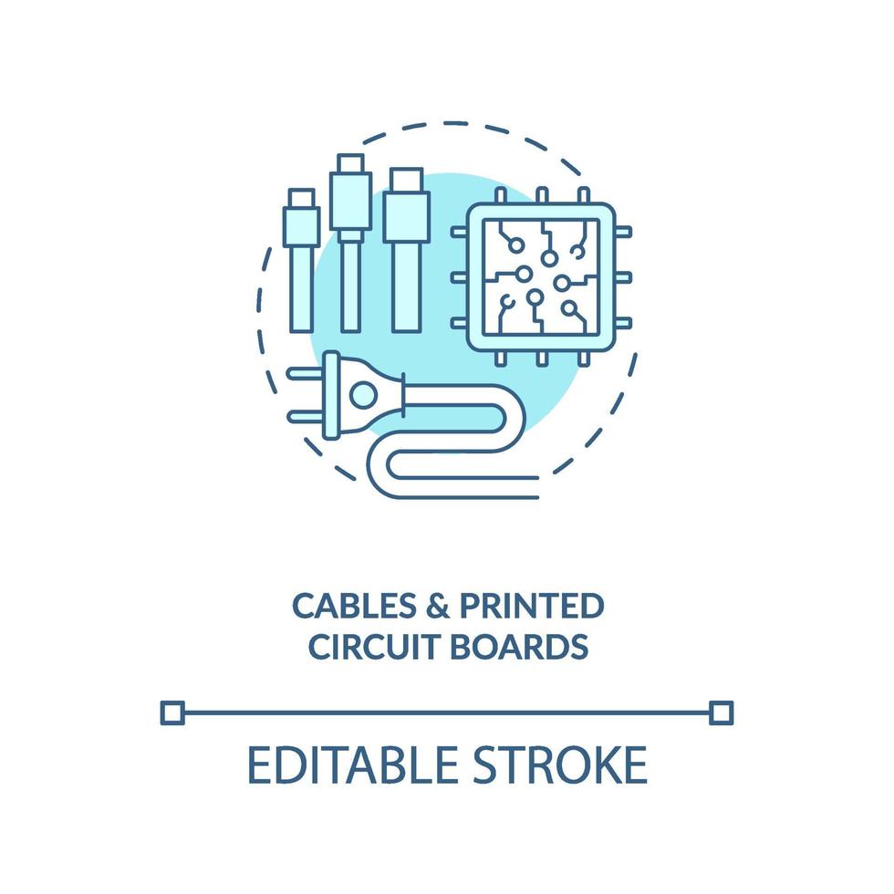 ícone do conceito de cabos e placas de circuito impresso vetor