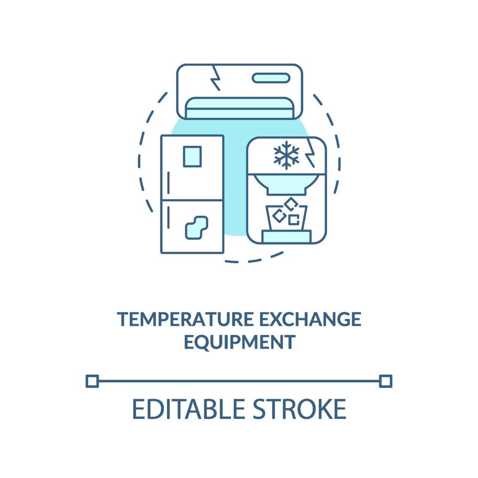 ícone de conceito de equipamento de troca de temperatura vetor