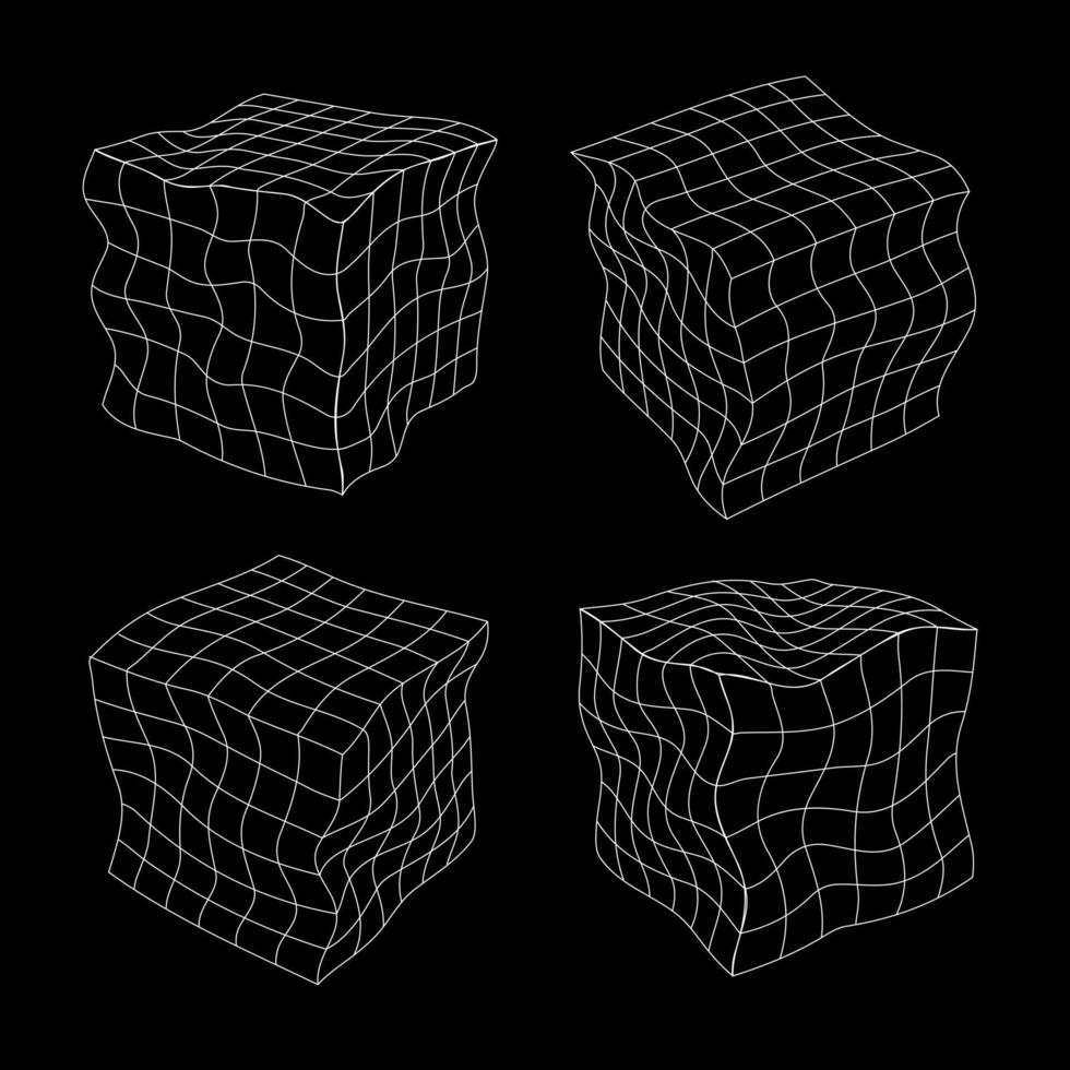vector elementos de design futurista retrô cubo 3d. conjunto de gráficos retrô, tendências de design dos anos 80 e ilustração de elementos geométricos vintage.