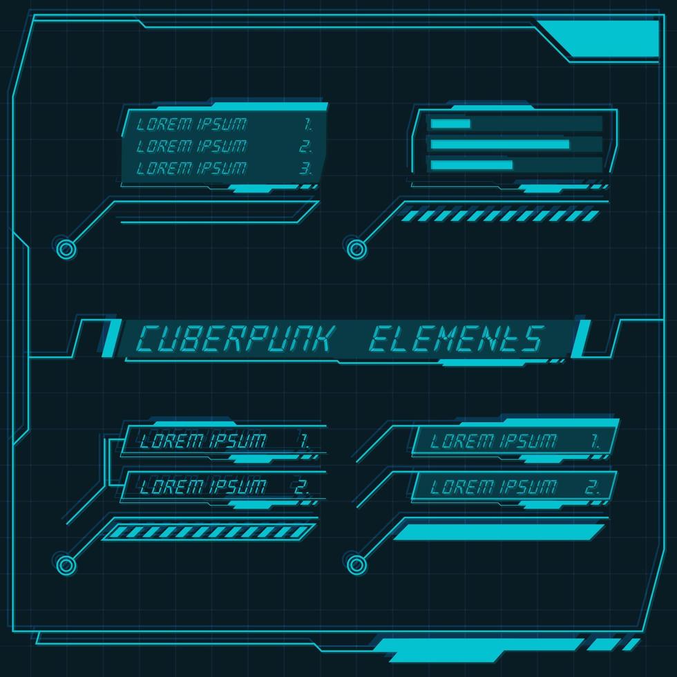 coleção de painel de controle futurista scifi de elementos hud gui vr ui design cyberpunk retro style. vetor