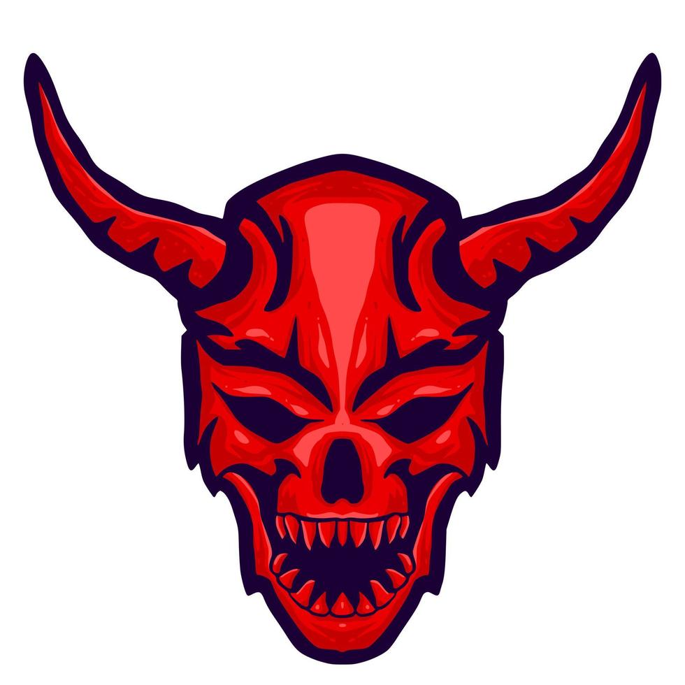 crânio diabo ilustração mascote logotipo arte vetor