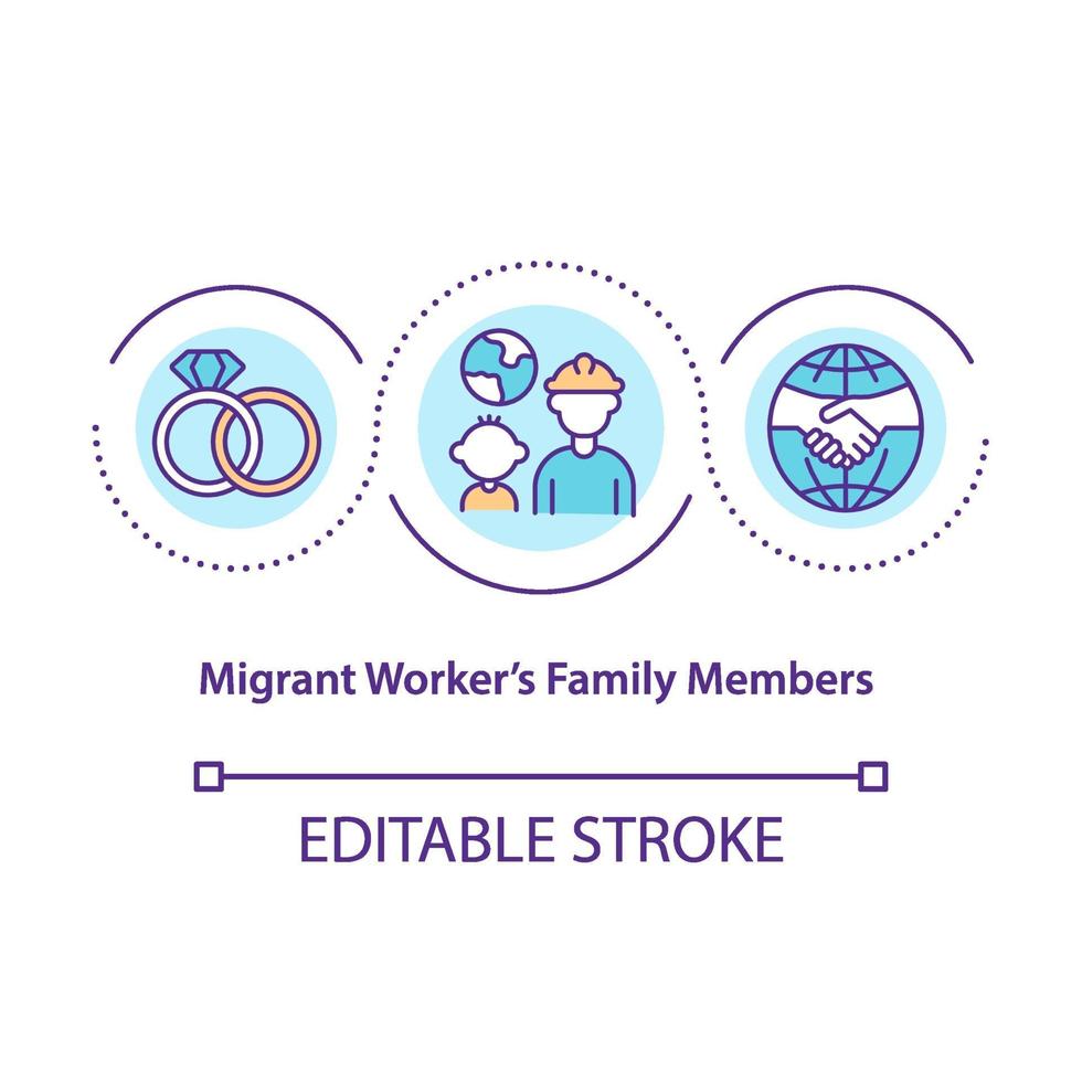 ícone do conceito de membros da família de trabalhadores migrantes vetor