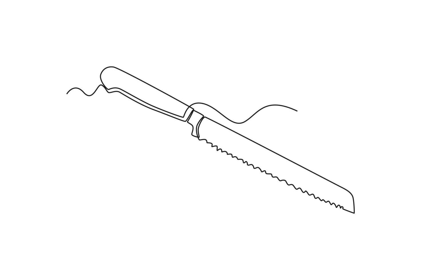 solteiro 1 linha desenhando pão faca. talheres conceito. contínuo linha desenhar Projeto gráfico vetor ilustração.