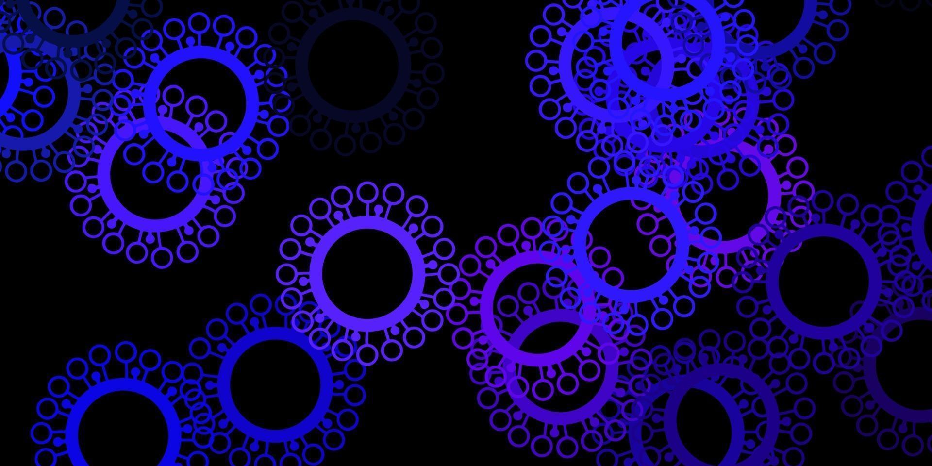 pano de fundo vector roxo escuro com símbolos de vírus.