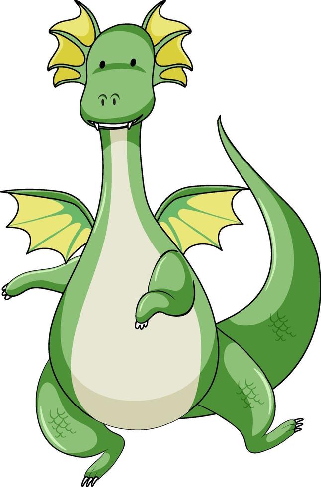 personagem de desenho animado simples de dragão verde isolado vetor