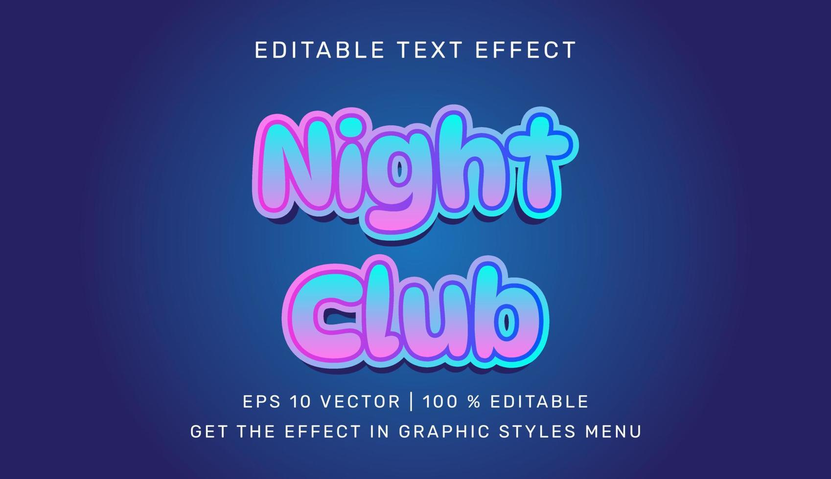 noite clube 3d editável texto efeito modelo vetor