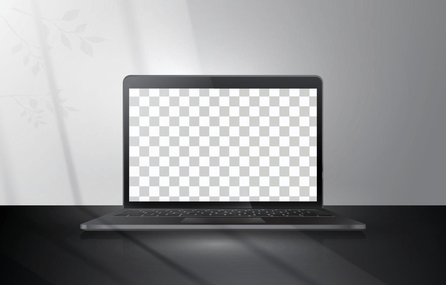 realista Preto cor computador portátil com xadrez tela vetor