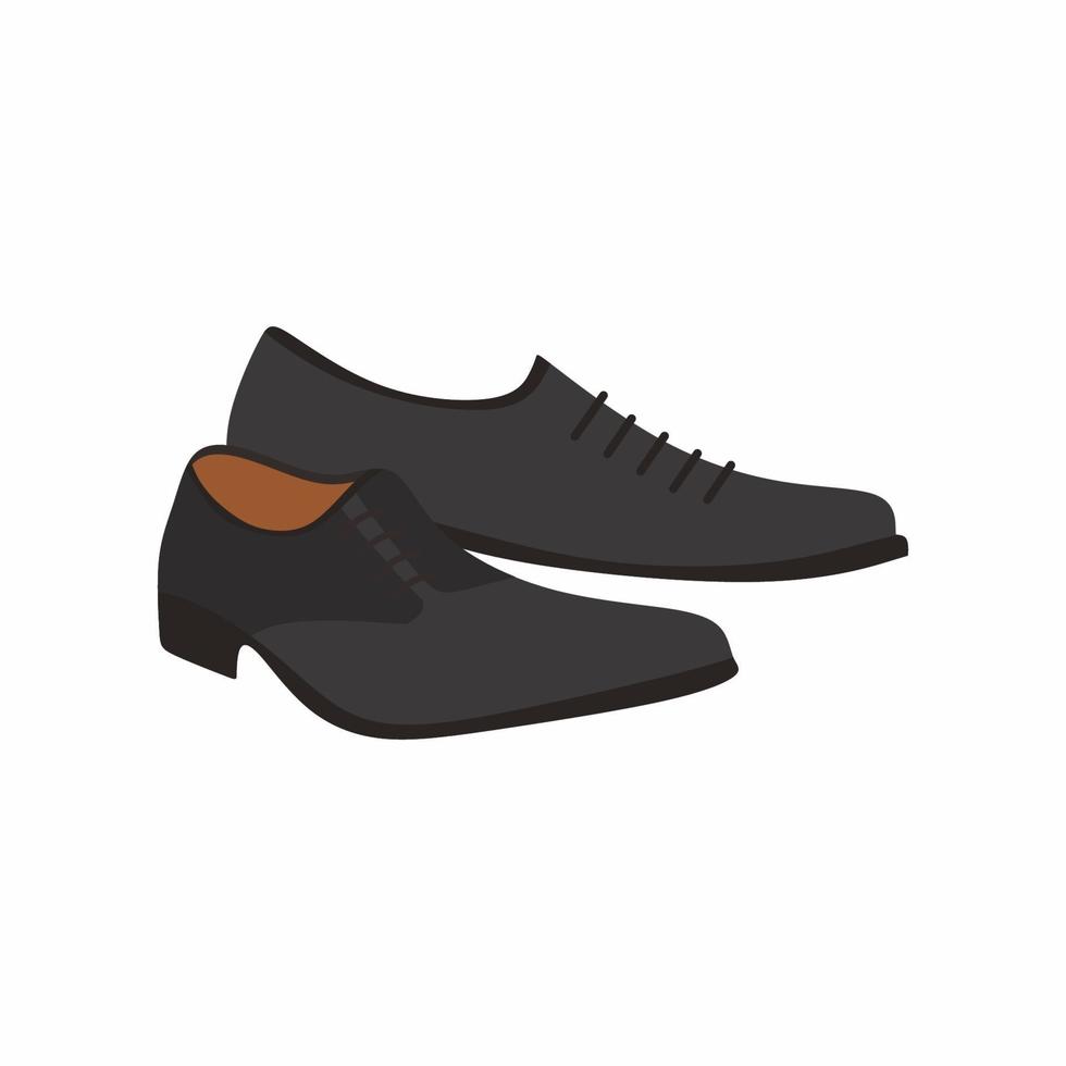 sapatos de formatura de homem. sapatos sociais clássicos masculinos com cor preta. acessórios masculinos isolados no fundo branco. estilo de desenho animado liso do ícone de sapatos da moda. ilustração vetorial vetor