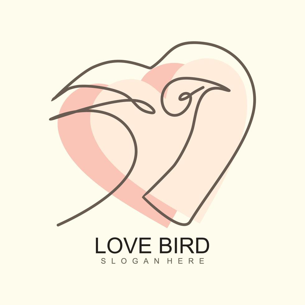 Projeto logotipo namorados com Projeto amor pássaro conceito, vetor ilustração.