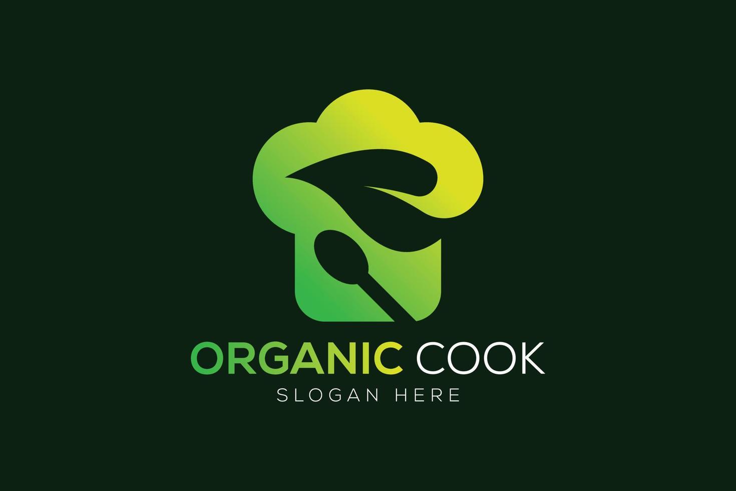 chefe de cozinha chapéu e folha logotipo ou vegetariano cozinhando logotipo Projeto vetor