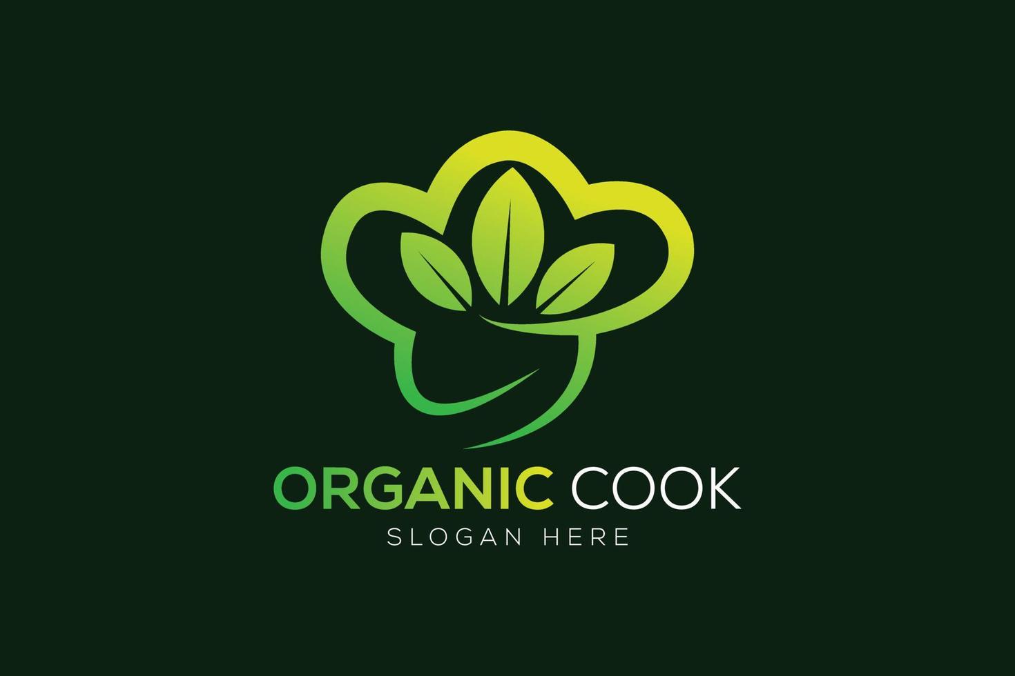 chefe de cozinha chapéu e folha logotipo ou vegetariano cozinhando logotipo Projeto vetor