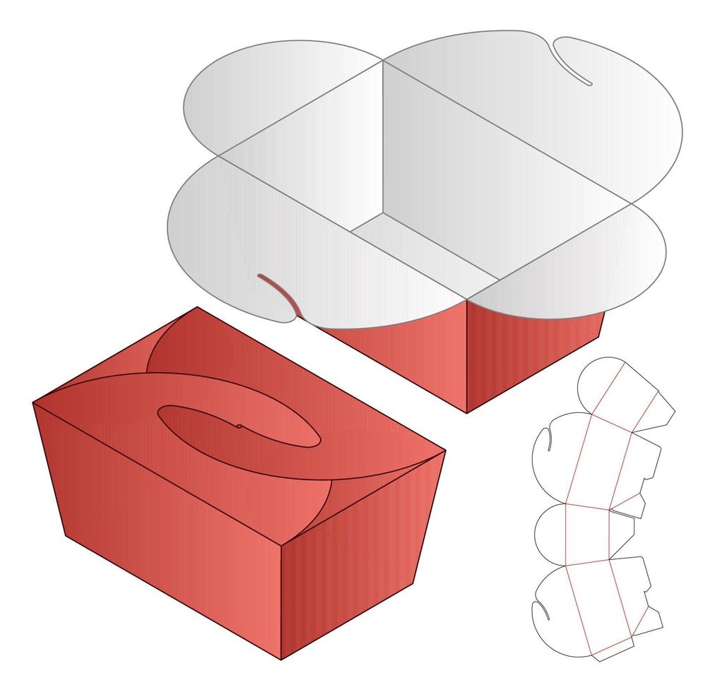 design de modelo cortado de embalagem de caixa. Maquete 3D vetor