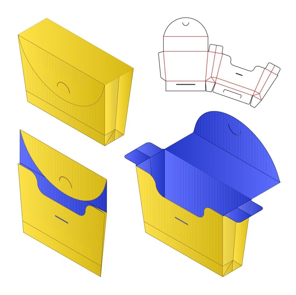 design de modelo cortado de embalagem de caixa. Maquete 3D vetor