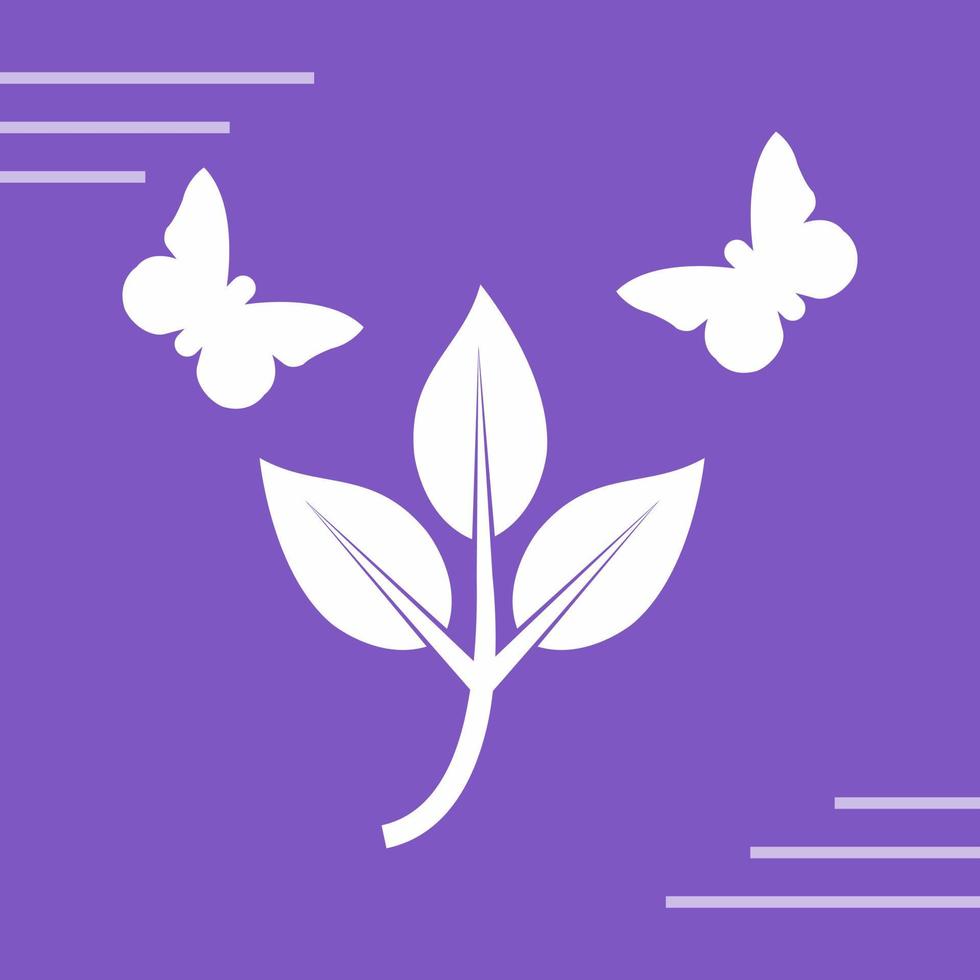 borboletas sobre o ícone de vetor de plantas