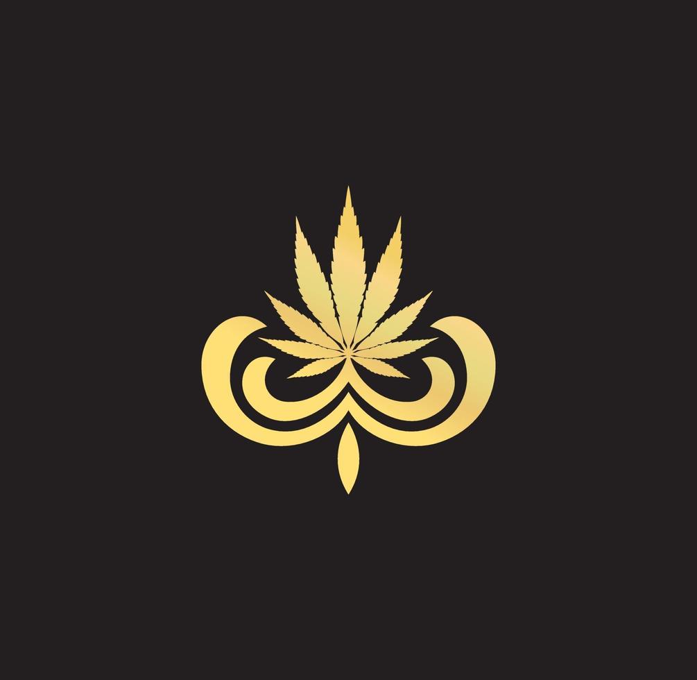design de logotipo ouro luxo cannabis maconha vetor
