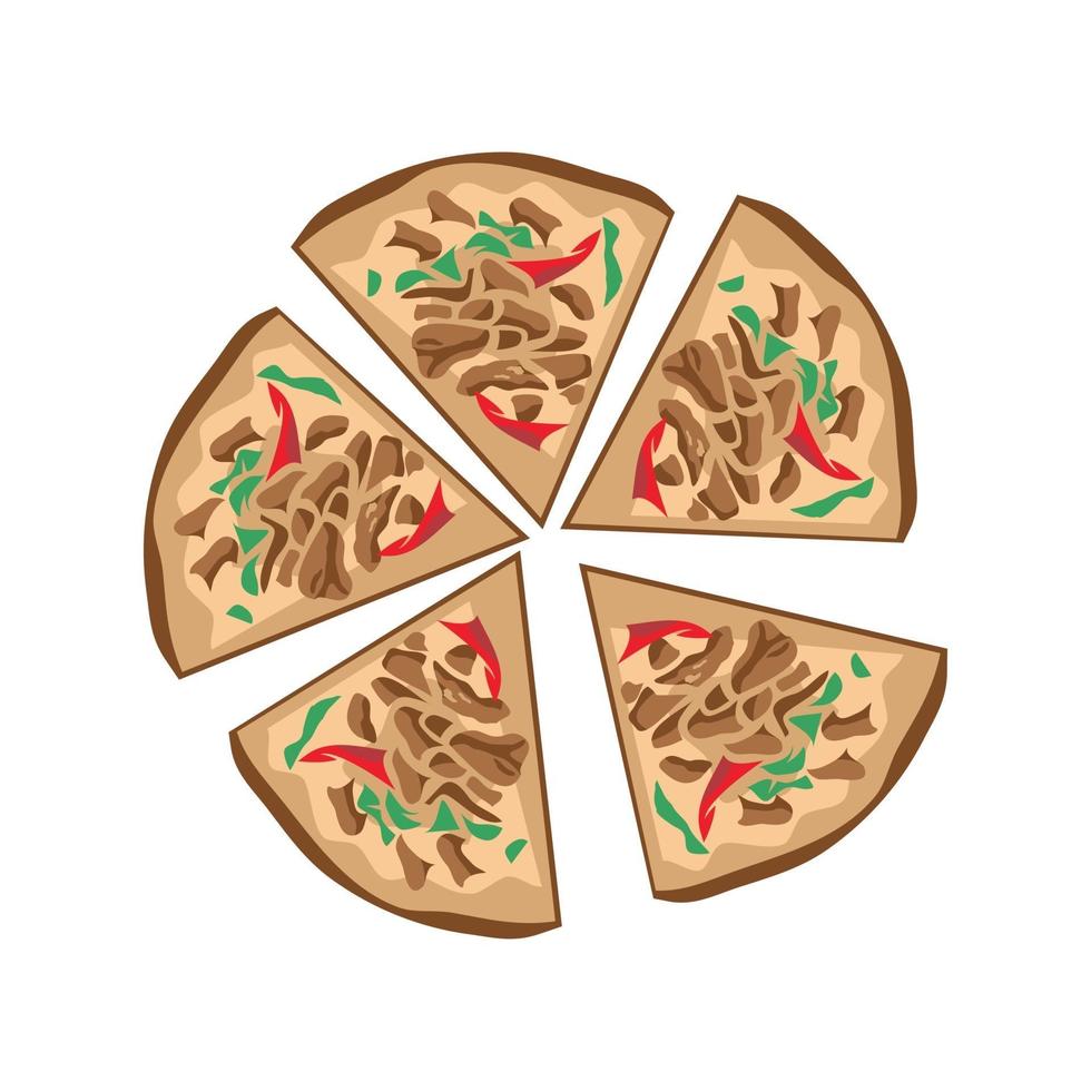 ilustração de design de pizza em cinco fatias vetor